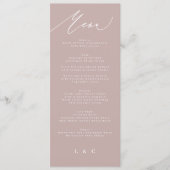 Menu Mariage de calligraphie moderne moderne rose (Devant)