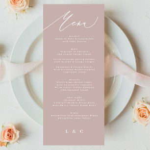 Menu Mariage de calligraphie moderne moderne rose