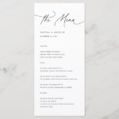 Menu Mariage de calligraphie moderne noir et blanc (Devant)