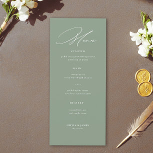 Menu Mariage de calligraphie moderne vert sauge blanc
