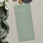Menu Mariage de calligraphie moderne vert sauge blanc