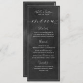 Menu Mariage de calligraphie noir en carton noir (Devant / Derrière)