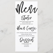 Menu Mariage de calligraphie noir et blanc moderne (Devant)
