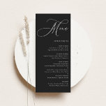 Menu Mariage de calligraphie noir Whimsical<br><div class="desc">Donnez le ton à votre réception grâce à cette carte de menu mariage personnalisable avec calligraphie géante et une disposition propre et élégante. Conçue pour convenir à tous les thèmes ou saisons mariages, cette carte de menu ajoute une touche de finition soignée à vos tables tout en permettant aux clients...</div>