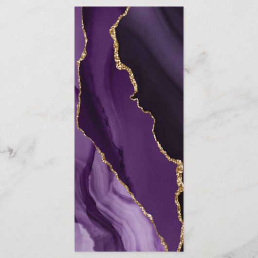 Menu Mariage de calligraphie or noir et violet (Dos)