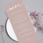 Menu Mariage de calligraphie rose simple et élégant<br><div class="desc">menu mince pour correspondre à la collection *si vous voulez plus d'options papier cette conception peut être transférée à un programme mince *ou pour plus d'aide contactez-moi</div>