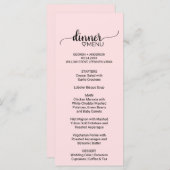 Menu Mariage de calligraphie simple rose (Devant / Derrière)