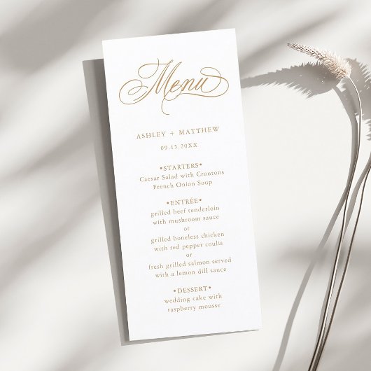 Menu Mariage de calligraphie Tourbillonnant romantique 