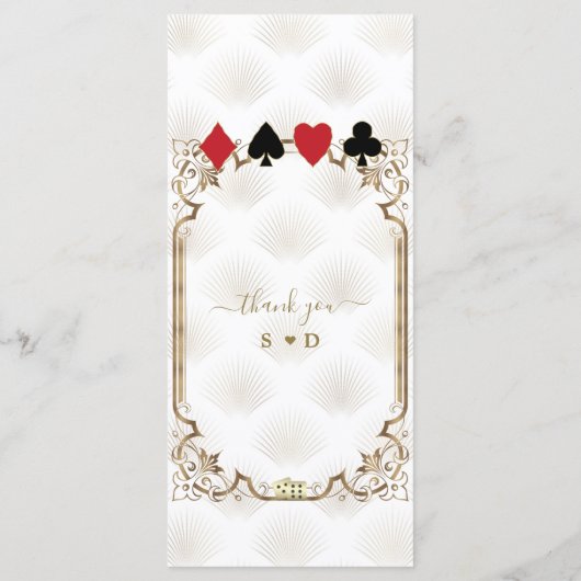 Menu Mariage de casino Glam Gold White Art Deco (Dos)