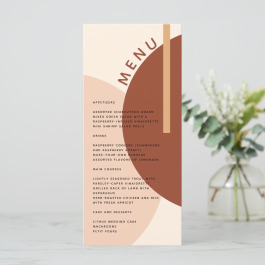 Menu Mariage de cercles Abstraits de Boho moderne (Debout devant)