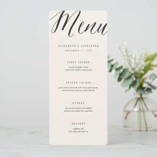Menu Mariage de clé grec géométrique de script simple c (Debout devant)