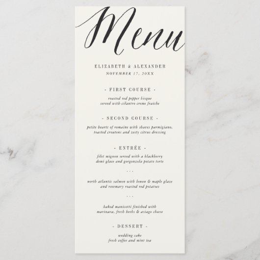 Menu Mariage de clé grec géométrique de script simple c (Devant)