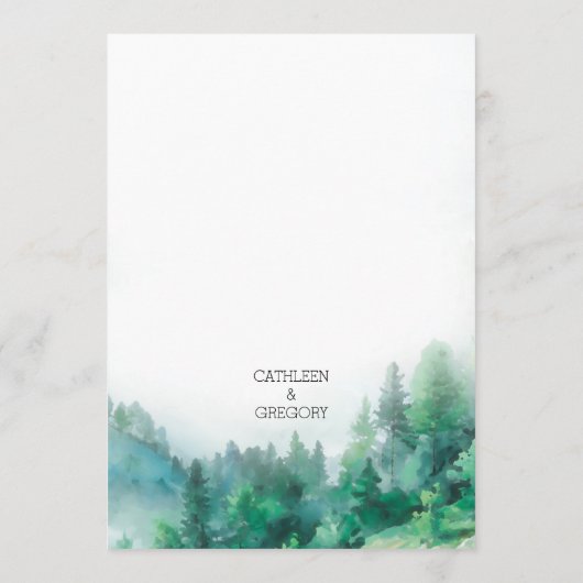 Menu Mariage de collines vertes et blanches (Dos)