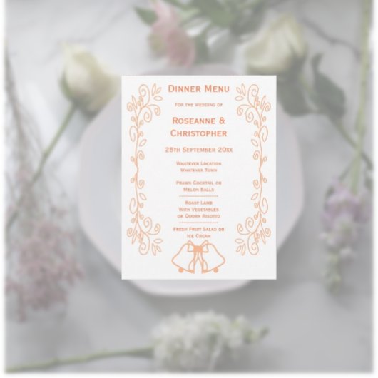 Menu Mariage de conception de défilement des cloches