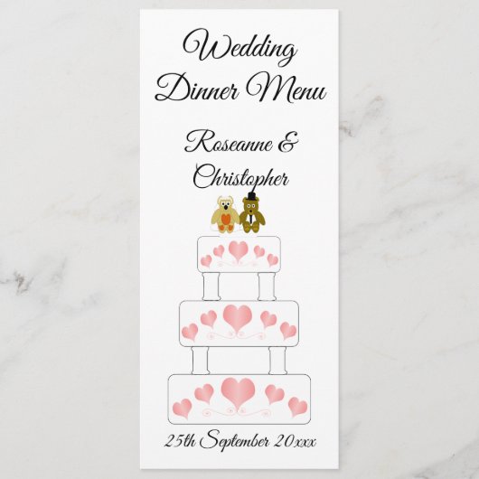 Menu Mariage de conception de gâteau mariage (Devant)