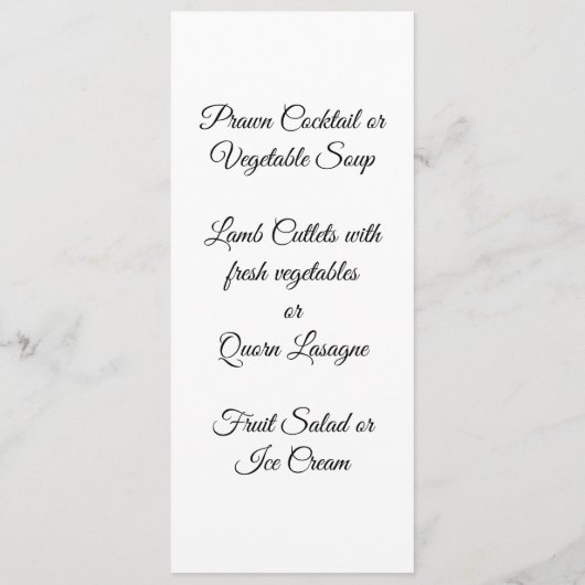 Menu Mariage de conception de gâteau mariage (Dos)