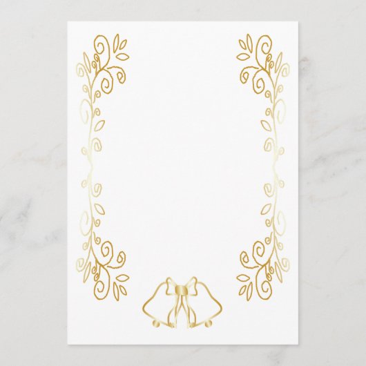 Menu Mariage de conception Gold Bells (Dos)