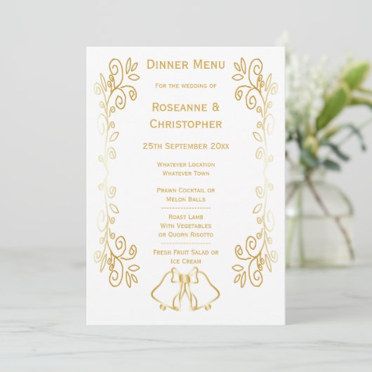 Menu Mariage de conception Gold Bells (Debout devant)