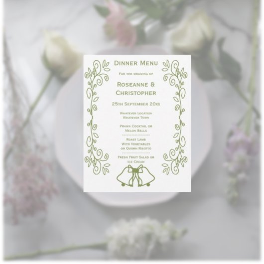 Menu Mariage de conception Sage Bells Sollwork