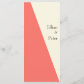 Menu Mariage de corail ivoire géométrique (Dos)