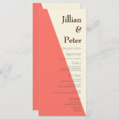 Menu Mariage de corail ivoire géométrique (Devant / Derrière)