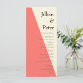 Menu Mariage de corail ivoire géométrique (Debout devant)