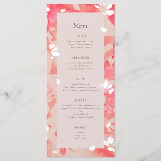 Menu Mariage de corail rose flou rose (Devant)