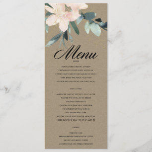 Menu Mariage DE COULEUR D'EAU FLEURIE FLEURIE BRUSQUE
