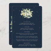 Menu Mariage de cours Dark Navy Snowberry+Eucalyptus 4 (Devant / Derrière)
