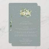 Menu Mariage de cours Seafoam Snowberry+Eucalyptus 3 (Devant / Derrière)