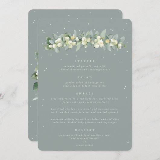 Menu Mariage de cours Seafoam Snowberry+Eucalyptus 4 (Devant / Derrière)