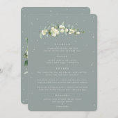 Menu Mariage de cours Seafoam Snowberry+Eucalyptus 4 (Devant / Derrière)