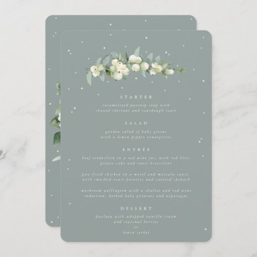 Menu Mariage de cours Seafoam Snowberry+Eucalyptus 4 (Devant / Derrière)