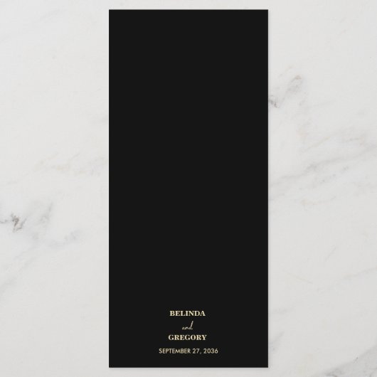 Menu Mariage de couverture photo Black Gold moderne (Dos)