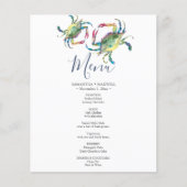 Menu Mariage de crabe bleu aquarelle (Devant)