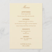 Menu Mariage de créme beige élégant (Devant)