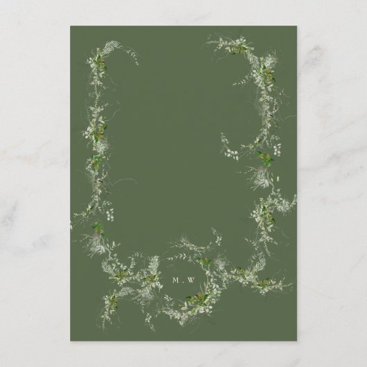 Menu Mariage de crème Monogram Eucalyptus (Dos)