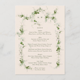 Menu Mariage de crème Monogram Eucalyptus
