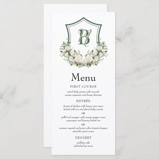 Menu Mariage de crête de fleurs blanches (Devant / Derrière)