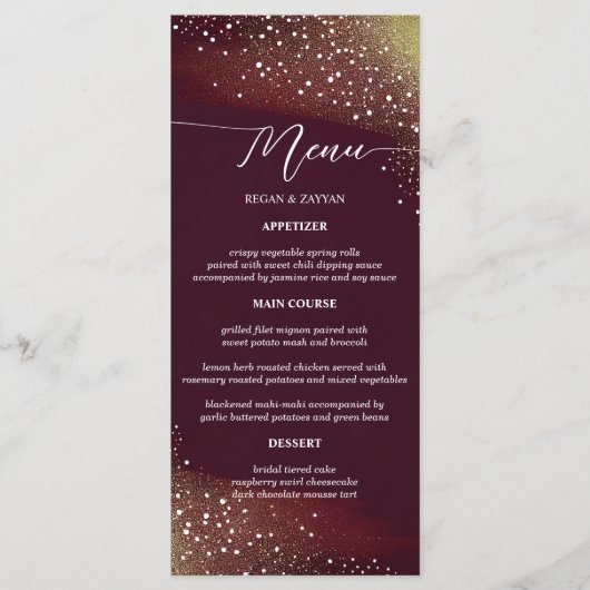 Menu Mariage de Crimson profond de nuit étoilé (Devant)