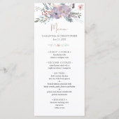 Menu Mariage de cuivre violet Fleur sauvage d'aquarelle (Devant)