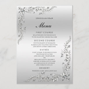 Menu Mariage de décoration en argent