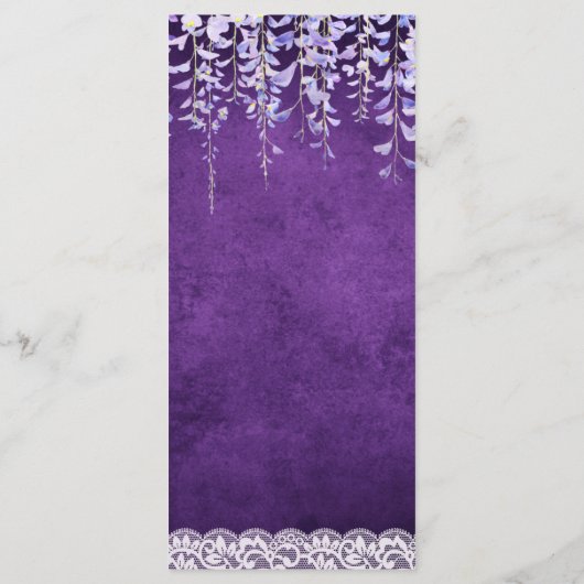 Menu Mariage de dentelle moderne violet (Dos)