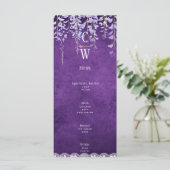 Menu Mariage de dentelle moderne violet (Debout devant)