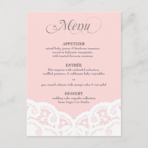 Menu Mariage de dentelle rose vif