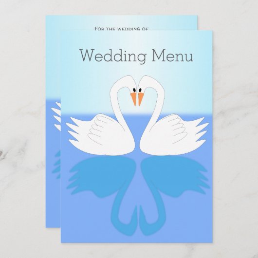 Menu Mariage de design Swans (Devant / Derrière)