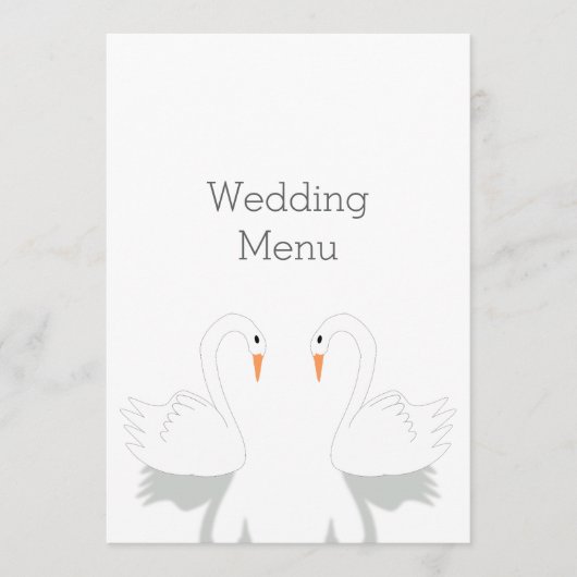 Menu Mariage de design Swans (Devant)