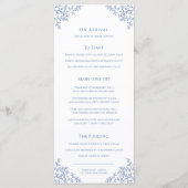 Menu mariage de dessin en feuille bleue et blanche (Dos)