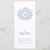 Menu mariage de dessin en feuille bleue et blanche (Devant)