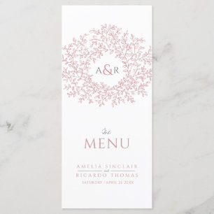 Menu Mariage de dessin monographique en feuilles blanch